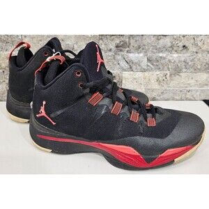 Nike Jordan Super.Fly 2 Black Basketball Shoes Black Red Youth Size 6.5Y Retro